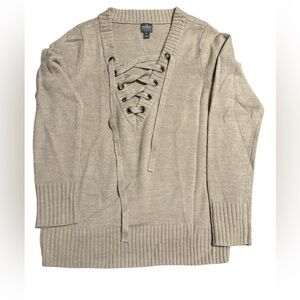 NY&CO Soho Jeans long sleeve pullover sweater, Beige Tie Up front — size M